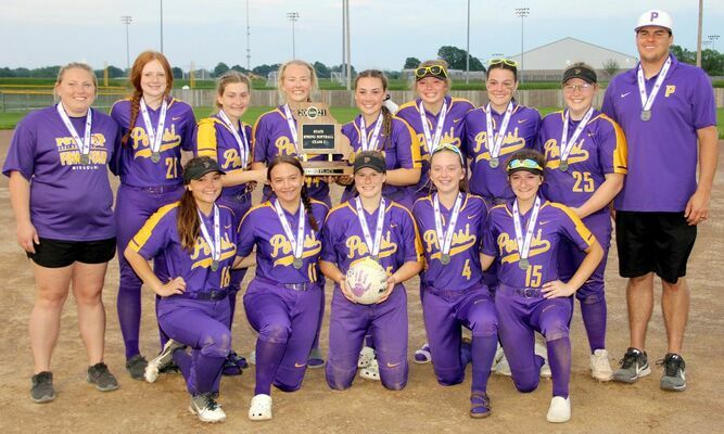 LADY TROJAN SOFTBALL SECOND IN STATE! – The Potosi High School Softball Team lost a hard fought battle with the Skyline Tigers 0-1 on Sunday, May 23rd, 2021 and claimed the ‘2nd in State’ Championship Trophy. The Lady Trojans held their own for 11 innings against the Tigers but fell in the bottom of the 12th at the Killian Softball Complex in Springfield. The 2021 Softball Lady Trojans team includes, kneeling, from left: Haylee Sansoucie, Grace Laramore, Sami Huck, Emily Hochstatter and Chelbi Poucher. Standing, from left: Coach Mariah Coleman, Pheabie Wilson, Emily Hector, Hannah Jarvis, Emma Eaton, Jade Williams, Danielle King, Gracie Lawson  and Coach Tyler Beers. Congratulations Ladies!