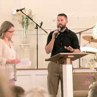 THANK YOU FOR CARING – Pastor Kevin Smith thanked everyone for their time and support of the mission of the Caring Hearts P.R.C. He closed the evening in prayer at the Potosi First Baptist sanctuary on Thursday, April 15th, 2021, as his wife, Kayla listened with the group.