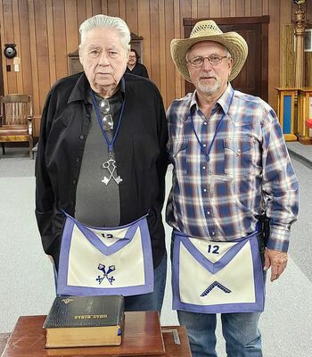 From left; R.W. Bro. Gary A. Causey and Worshipful Master Joseph Tiefenauer. R.W. Bro. Gary Causey was past Worshipful Master in 2012, has been Lodge Treasurer since 2013 and the Lodge’s Masonic Home Representative since 2013.