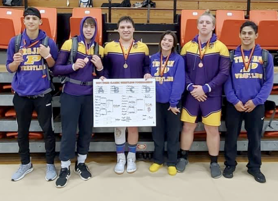 From left: Landon Sprous placed 6th, Levi Courtney placed 3rd,  Aden Martinez placed 1st, Harley Vance placed 3rd, Caleb Land placed 4th and Trevor Gervacio placed 6th.  		          (Submitted Photo)