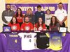Joining Emily to celebrate her signing were, from left, Misty Price, Teddy Hochstatter, Emily and Stacie Dwyer; standing, P.H.S. Athletic Director Steven ‘Bubba’ McCoy, Breanna Hochstatter, Coach Mariah Coleman, Brayden Hochstatter, Peyton Hochstatter and Cards Coach Mike Overman.