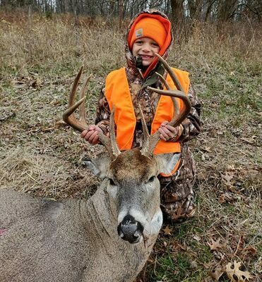 MDC reports the final deer harvest for the season was 299,721. The archery deer harvest was 56,525. The archery turkey harvest was 2,446. Among the hunters was Andrew Berger (6) who harvested his first deer Nov. 12 in Cass County.				         (MDC Photo)