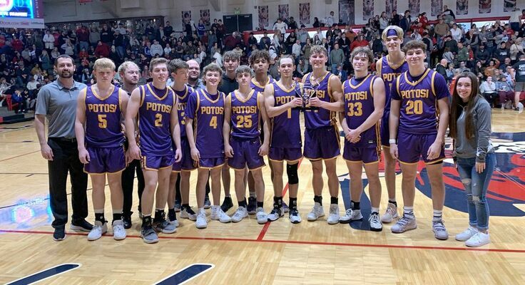 Trojans Finish 3RD In Central Christmas Tournament – Coach Jackson Conaway reported the Potosi Boys Varsity entered the Central Christmas Tournament as the 7th seed and started with a 68-52 win against Fredericktown, seeded 10th. The Trojans defeated number 2 seed South Iron in the quarterfinals 73-69 and then lost in the semi-finals to Hillsboro, seeded 6th, 64-31. The Central Christmas Tournament third place game saw Potosi defeat 4th seeded Steelville 63-55. The Trojans are now 10-2 on the season and move into Conference play.	 (School Photo)